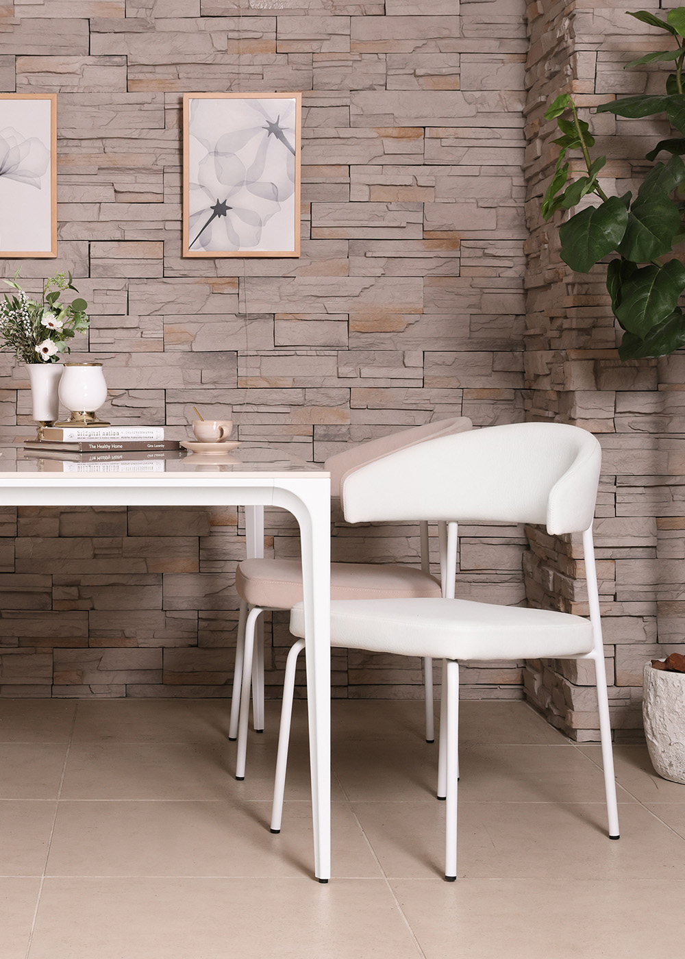 セラミックテーブル＆機能性デザインチェア LIN（リン） - ソファー